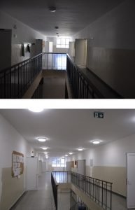 zameni krovnog pokrivača na krovu iznad radionica, na ugradnji savremene LED rasvete i protivpaničnog osvetljenja